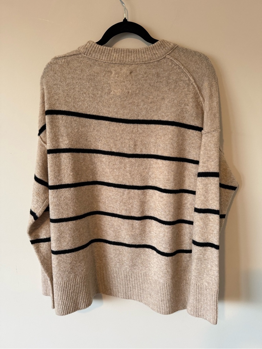 71. | aerie | unREAL Sweater | Beige Sweater with Black Stripes | M - Picture 4 of 7